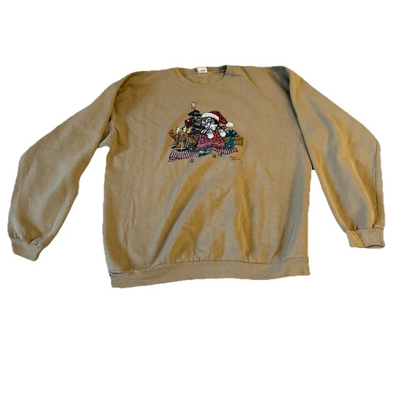 Falls Creek‎ Cat Santa Claws Vintage Christmas Sweater XL - Picture 1 of 5